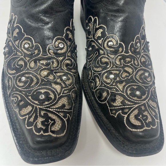 Old Gringo Black and Gold Western Rhinestone Boots - Picture 9 of 15